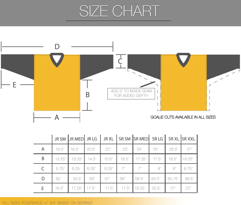 NHL Jersey Size Chart, Jersey Sizing